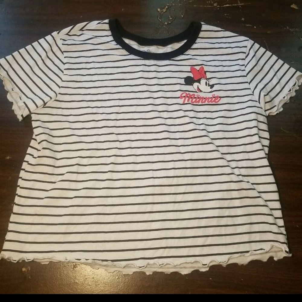 Disney's Minnie Mouse Striped Crop Top Women's XL